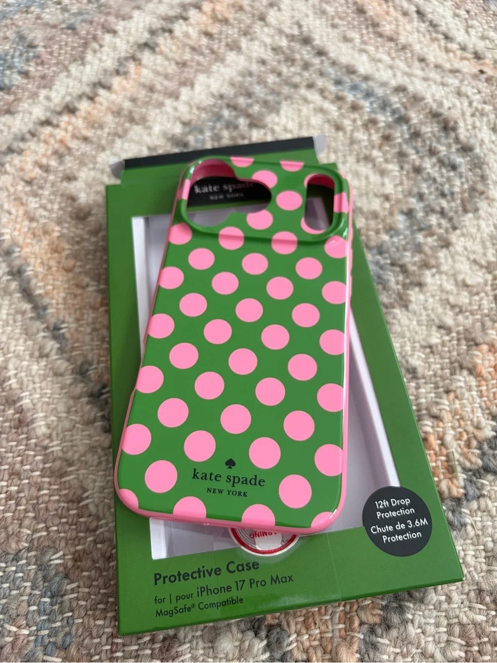 kate spade Pink Polka Dot Green Protective iPhone 17 PRO MAX Case MAGSAFE